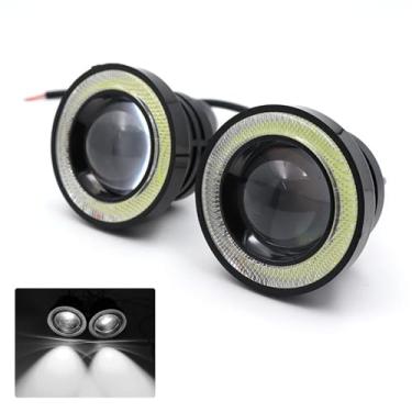 Imagem de Hirificing 2 peças de faróis de neblina olho de anjo LED Halo Ring DRL, lâmpada de neblina super brilhante com abertura COB redonda, lâmpada de projetor de corrida diurna de 12 V 10 W para carro