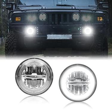 Imagem de Mynoway Conjunto de luzes de neblina LED DRL diurnas para H2 2003-2009, anel de halo branco DRL lâmpada de condução + kit de lâmpada de neblina, substitui OE 15060533, 15258697, 15205899