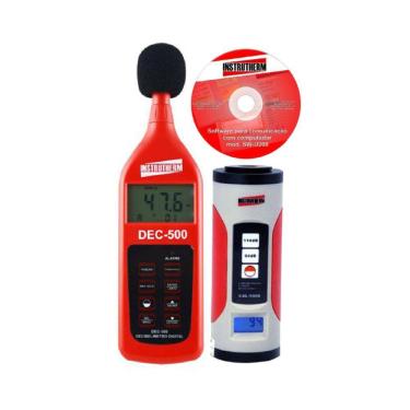 Imagem de Kit Sonômetro Digital 30 A 130Db Ponderação Fast Slow Leq Dec-500 Calibrador Acústico Cal-5000 Software Windows Sw-200