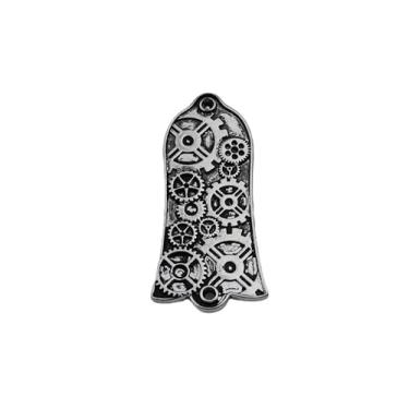 Imagem de Guyker 1 peça capa de cabeça de guitarra 2 furos, capa de haste de treliça de guitarra de liga de zinco para peças de acessórios de guitarra estilo LP, padrão de engrenagem JA2001, prata antiga