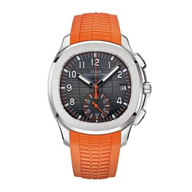 Imagem de TIME WARRIOR Relógios masculinos LGXIGE Marca Luxury Fashion Casual Watch AAA Relógio esportivo masculino estilo Patek para homens, Crono laranja, DIAMANTES