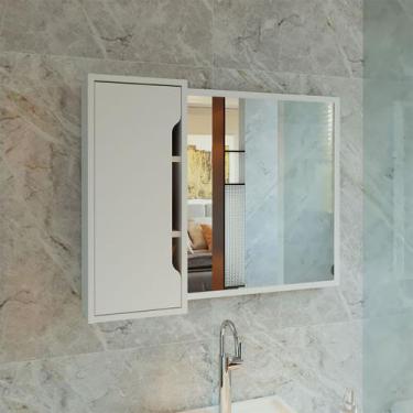 Imagem de Espelheira Para Banheiro 80X60cm 1 Portas Branca - Tecno Mobili