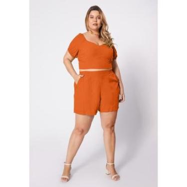 Imagem de Conjunto Plus Size Shorts e Cropped Verão com Amarração 2023-Feminino