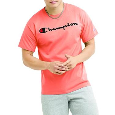 Imagem de Champion Camiseta masculina clássica, sazonal (cores aposentadas), Escrita a laser laranja Pe Heather, P