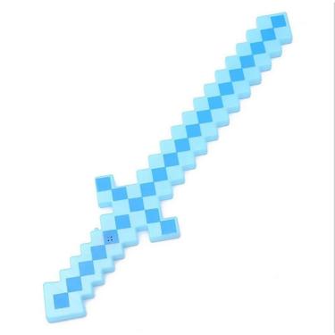 Imagem de Brinquedo Espada Pixel 58Cm Diamante Som E Luz À Pilha Azul