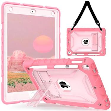 Imagem de TIMISM Capa com alça de ombro para iPad 6ª/5ª geração, capa de 9,7 polegadas (2018/2017), iPad Air 2 e 1ª capa, iPad Pro 9,7 com suporte para lápis, capa protetora resistente à prova de choque,
