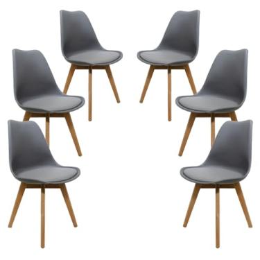 Imagem de Kit Conjunto 06 Cadeiras Jantar Luxo Sala Saarinen Leda Cinza