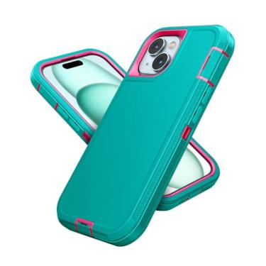 Imagem de Jelanry Capa para iPhone 15 Plus 5G, proteção de camada dupla resistente à prova de choque com armadura fosca contra arranhões e porta USB C capa de telefone antipoeira para Apple iPhone 15 Plus de