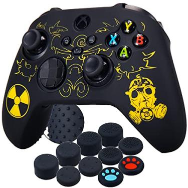 Imagem de YoRHa Capa protetora personalizada de borracha de silicone para controle Xbox Series X/S x 1 (amarelo radiação) com alças de polegar profissionais x 10