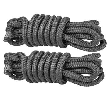 Imagem de Linhas de doca de barco de nylon trançado duplo premium - 1/5.1 cm x 15' com ilhós de 30.5 cm, corda de ancoragem de nível marítimo para barcos, cinza (pacote com 2)