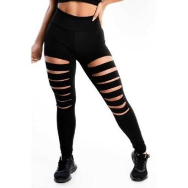 Imagem de Calça Legging Racy Modas Fitness Rasgada Feminina-Feminino