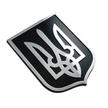 Imagem de PLNP-UBC Ucrânia Tridente Tryzub Preto Cromo Carro Plástico Emblema Decalque Adesivo Crest UBC