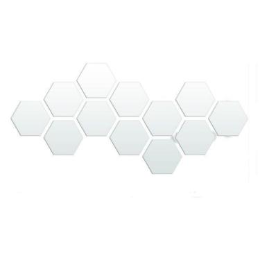 Imagem de Acrílico Espelhado Para Decoração Hexágonos 12 Peças - Decoramix