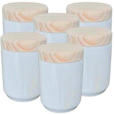 Imagem de Kit 6 Porta Condimentos e Trecos 150ml -Porcelana e Pinus(2) - Antilop