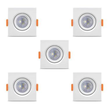 Imagem de Kit 10 Spot Cob Direcionável Quadrado 5w Bivolt Teto - Elgin, Branco F