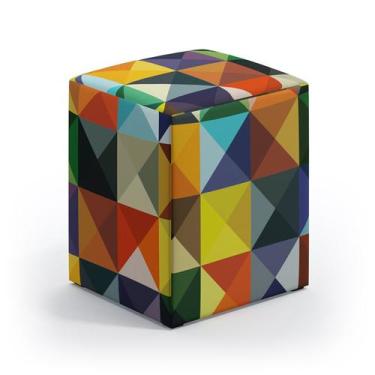 Imagem de Puff Decorativo Izar Sued Estampado Colorido Aradecor, Colorido, ÚNICO