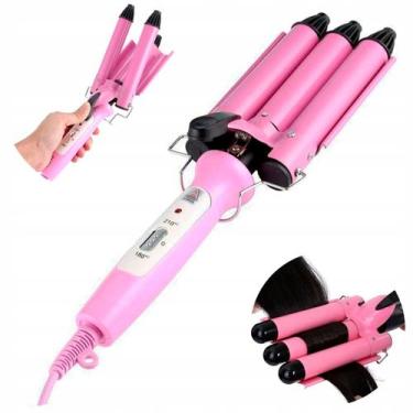Imagem de Modelador de Cachos Tri-ondas Rosa Bivolt 25mm Cerâmica Profissional -
