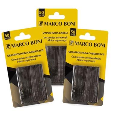 Imagem de Kit 150 Grampos Para Cabelo Preto Nº 5 Marco Boni