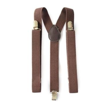 Imagem de Suspensório Suspender Marrom de Elástico Grosso Unissex - Rei Look