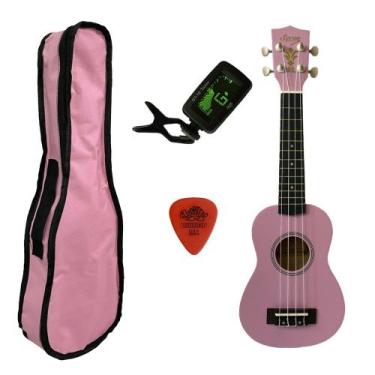 Imagem de Ukulele Rosa Seven Soprano Suk-07 PI C/ Capa e Afinador - Seven Guitar