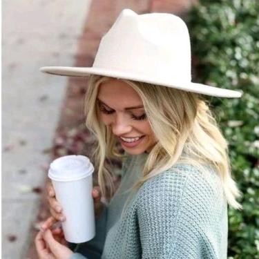 Imagem de Chapeu Fedora Branco de Feltro com Regulagem Unissex - Rei Look