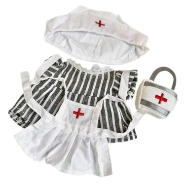 Imagem de Luwecf Adorável Conjunto de Roupa de Enfermeira de Boneca de Pelúcia de 20 Cm, Cinza