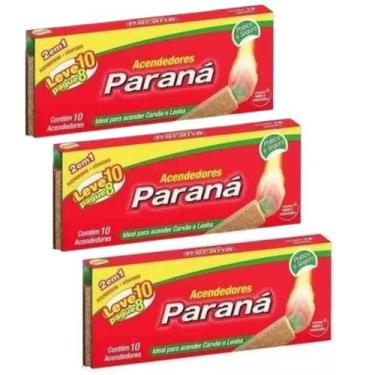 Imagem de 3 Caixas Acendedor de Churrasqueira Lareira Carvão - Paraná