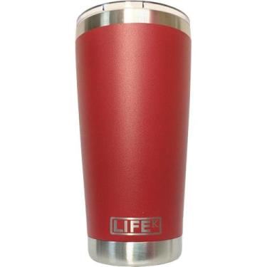 Imagem de Copo Térmico De Bebida Em Aço Inox P/ Cerveja 591ml Vermelho - LifeK