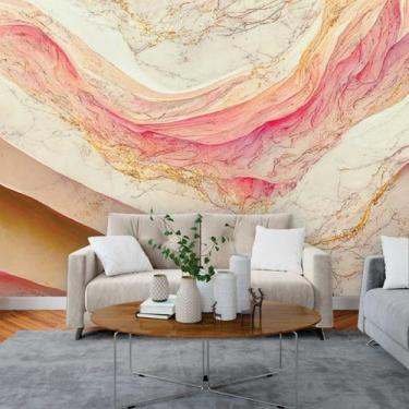 Imagem de Papel de Parede Painel 3D Mármore Branco Rosa Dourado 3M Revestimento 