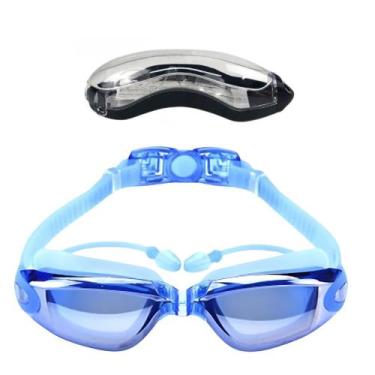 Imagem de Kit Óculos Natação Mergulho Piscina Com Estojo Hero Band, Azul