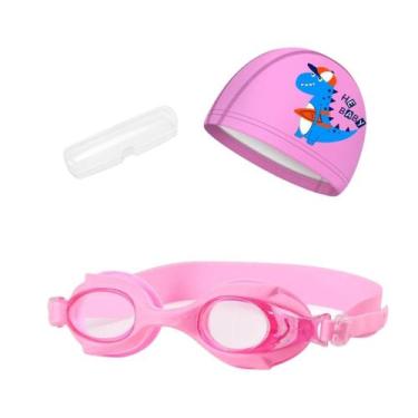 Imagem de Kit Óculos Natação Com Estojo e Touca Infantil Desenhos Coleção Peixin