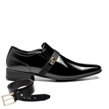 Imagem de Sapato Social Jota Pe Verniz Preto Air + Cinto 74929-Masculino