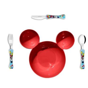Imagem de Prato fundo Orellhas MICKEY com talheres em inox - Utensilios do Chef