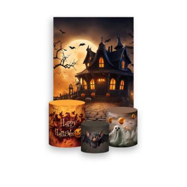 Imagem de Painel De Festa Vertical 1,50 x 2,20 + Trio De Capas Cilindro - Hallow