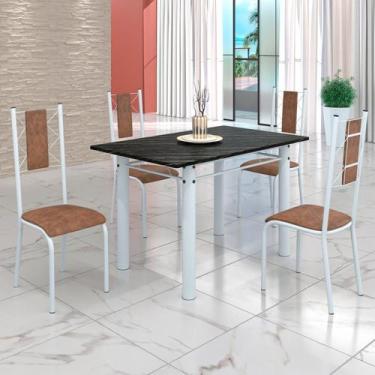 Imagem de Conjunto Sala de Jantar Bahia Mesa Tubo 120x75cm Tampo Pedra Ardósia I