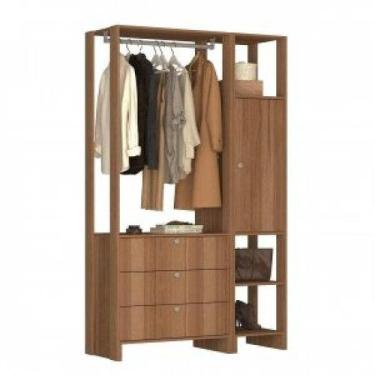 Imagem de Guarda-Roupa Closet 2 Peças Cabideiro 3 Gavetas Porta com 2 Prateleira
