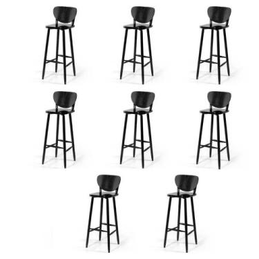 Imagem de Conjunto 8 Banquetas Altas Bistrô de Madeira Lisboa - Melhor Móvel, Pr