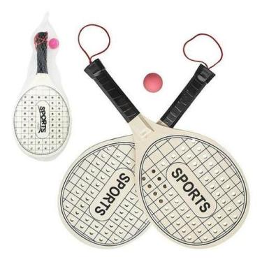Imagem de Kit 2X Raquetes Frescobol Tênis De Praia Beach Tennis Bola - Kadê