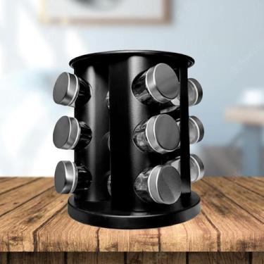 Imagem de Porta Tempero e Condimento Suporte Giratório Redondo Preto   - Spice c