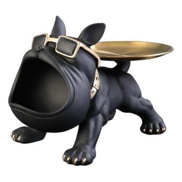 Imagem de Decoração Escultura Bulldog Óculos Bandeja Porta Treco Decor - H2