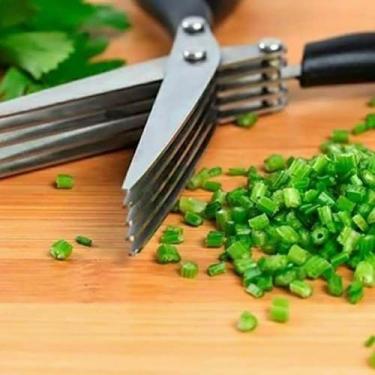 Imagem de Tesoura de Cozinha 5 Lâminas Cortar Picar Verduras e Ervas - Ofertas T