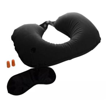 Imagem de Kit Viagem Travesseiro Inflável Máscara E Plug Para Ouvidos Lyor