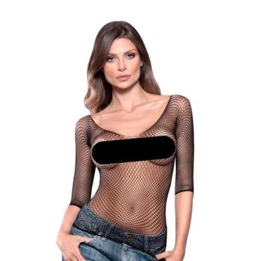 Imagem de Cropped Arrastão Manga Longa Blusinha  - Y.Lingerie, Preto, Único 36 a