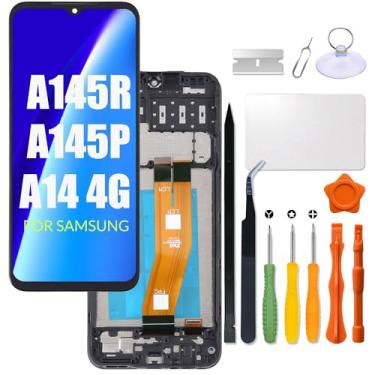 Imagem de Tela LCD de substituição para Samsung Galaxy A14 4G com moldura para Samsung A145 A145P A145R Tela sensível ao toque digitalizador Display LCD com kit de reparo (Não serve para A14 5G)