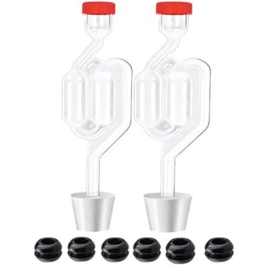 Imagem de Zazolyne Airlock Pacote com 2 fechaduras transparentes para fermentação de bomba dupla com 2 rolhas # 6 argolas