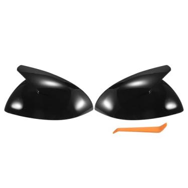 Imagem de X AUTOHAUX Par de capa de espelho lateral do motorista do carro retrovisor do motorista de substituição preto brilhante para Mercedes-Benz C S CLASS W206 C200 C220 C260 C300 X206 W223 S400L capas de
