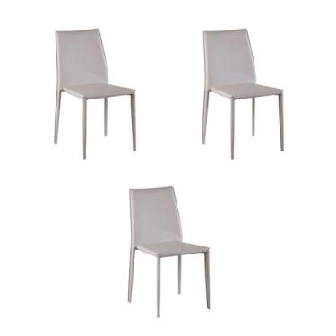 Imagem de Kit 3 Cadeiras Jantar Amanda Nude PVC - Rivatti