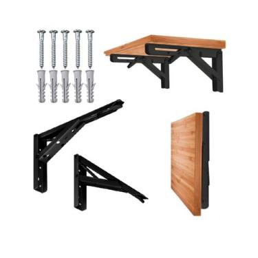 Imagem de Kit 2 Mão Francesa Dobrável 30cm Reforçada Preto - Hardt