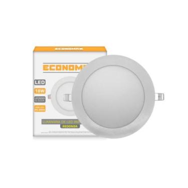 Imagem de Kit 4 Painéis Led Embutir 18w Redondo Branco Frio Bivolt - Economax