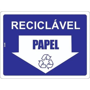 Imagem de Placa de Sinalização - Lixo Reciclável para Papel e Papelão  PS 15x20c